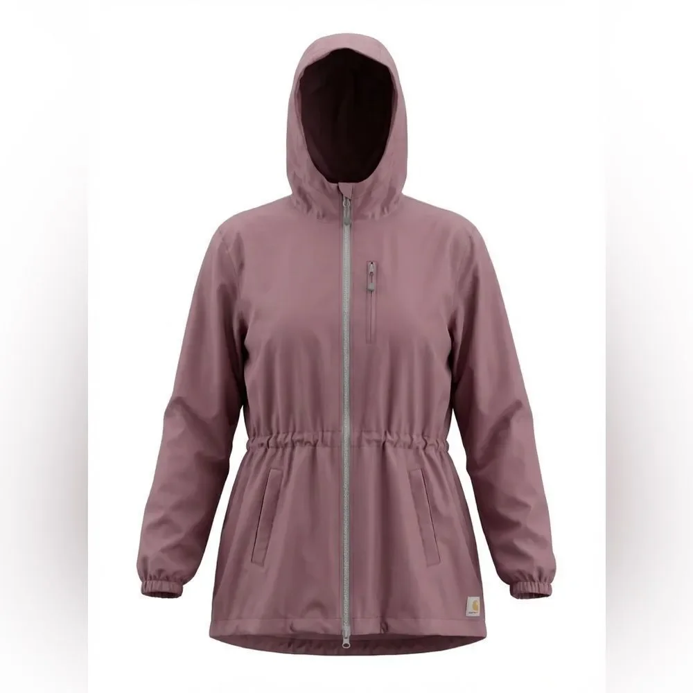 CARHARTT WOMENS RAIN WINDBREAKER WITH NON-REMOVABLE HOOD SIZE XL WINE COLORED
